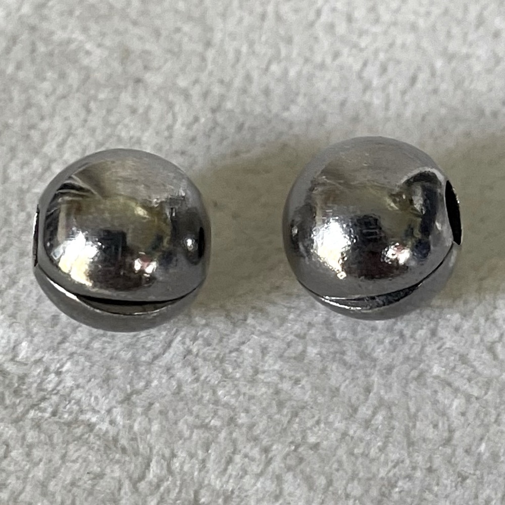 Pandora Sphere Silver Clips Whit Black Rhodium Smooth Ball Clips ❗️PAIR❗️